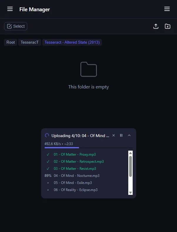 Uploading music over Wi-Fi